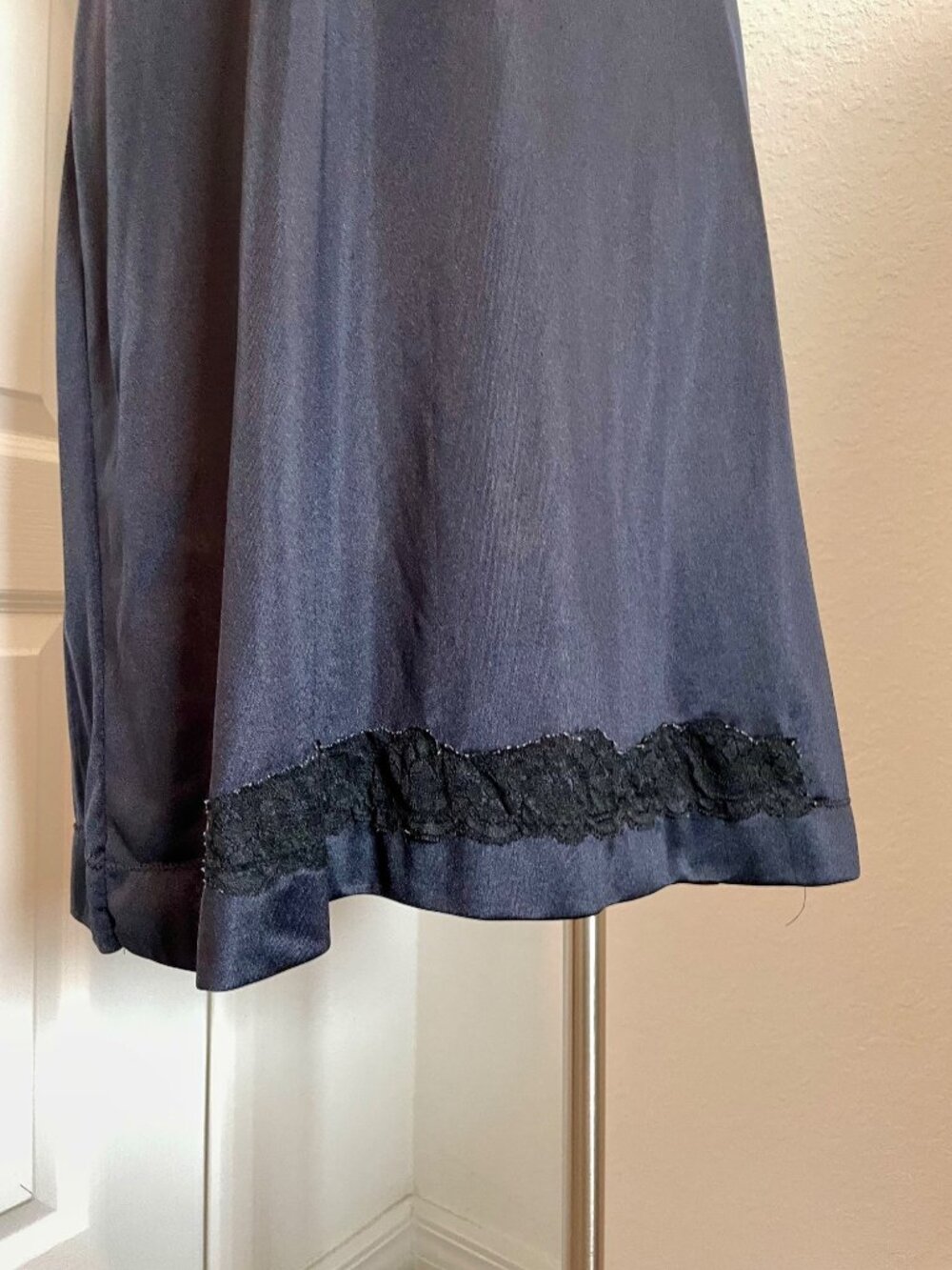 Vintage Black Lace and Sheer Mini Slip Dress Size 38 - Picture 5 of 11